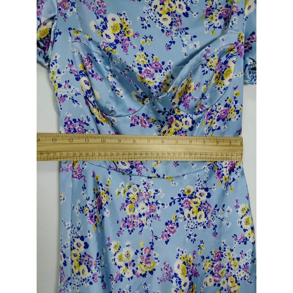 Zara Blue Short Floral Dress Women Size M